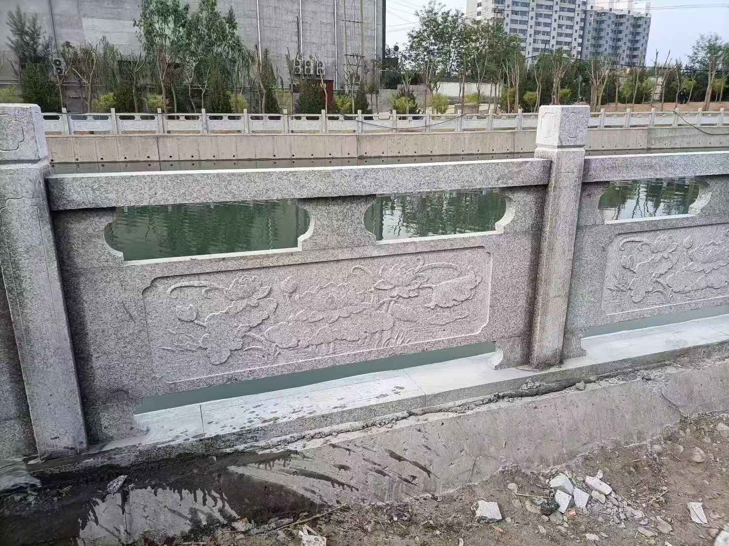 汕尾 芙蓉白大花桥梁、河道，石材栏杆、围栏、护栏