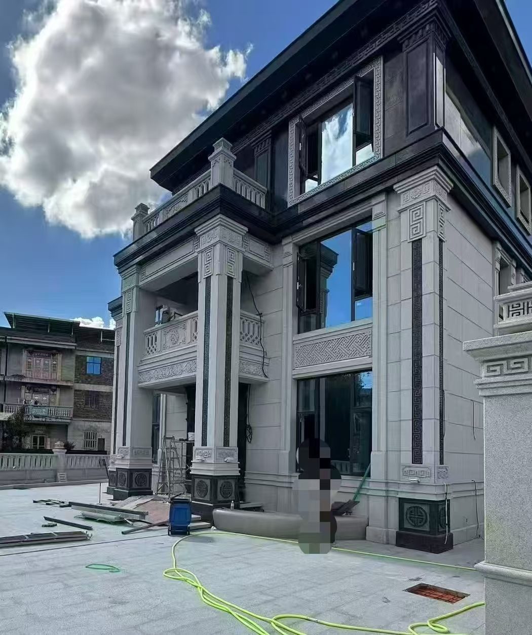 汕尾 别墅干挂，芝麻白与芝麻黑完美配合